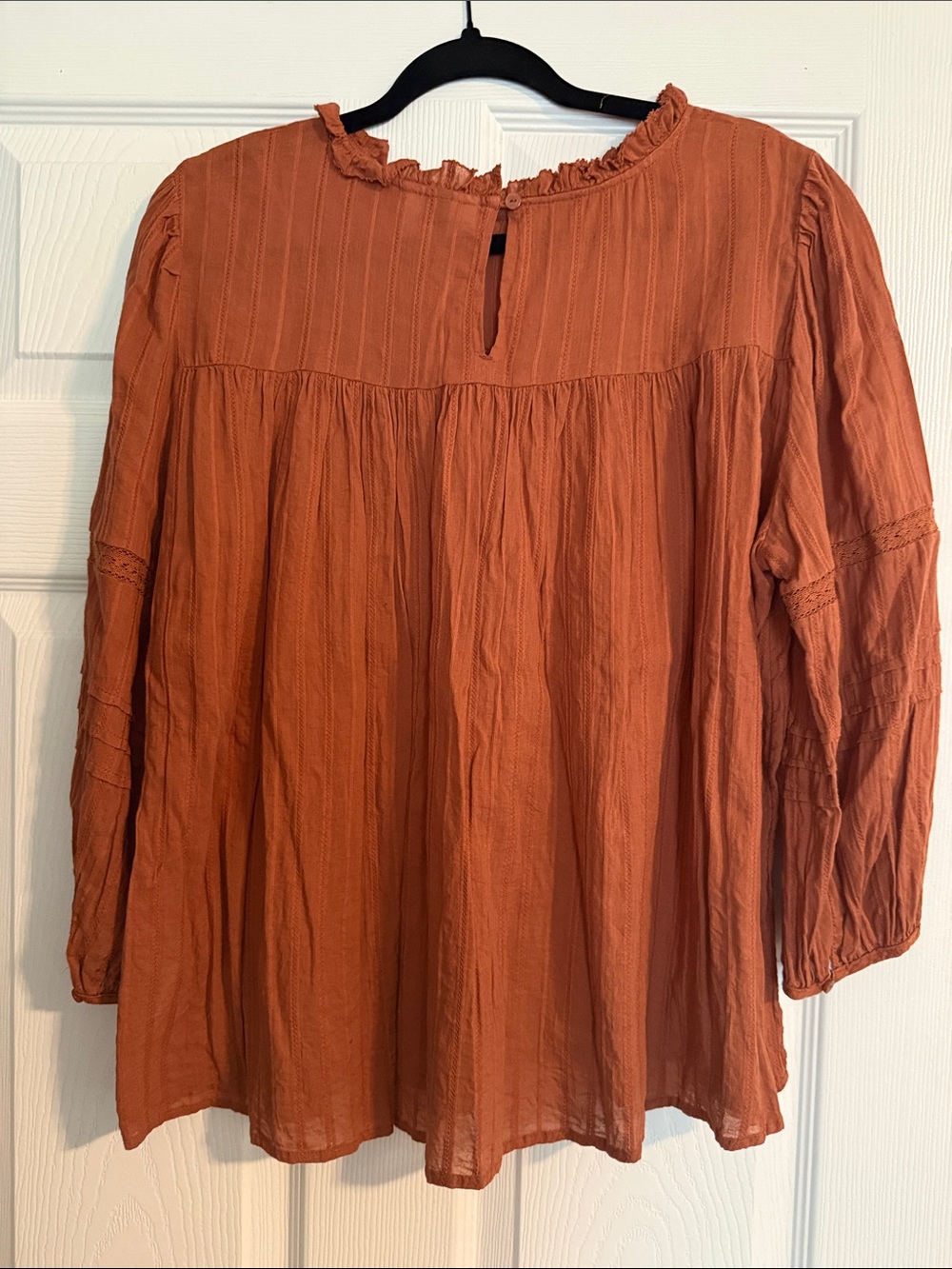 Universal Thread Rust Orange Long-Sleeve Peasant Blouse - Picture 4 of 6